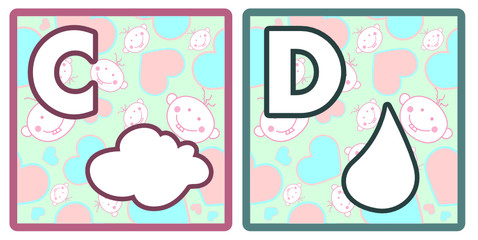 The alphabet for children, c and d.