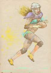 American football theme. Full-sized hand drawing