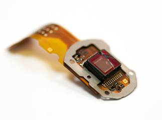 one broken sensor camera isolated on white background