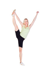 girl doing her exercise vertical split