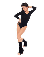 Fototapeta premium Beautiful woman dancer. Isolated on white background