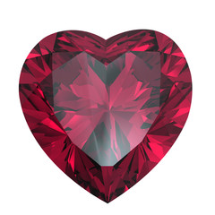 Heart shaped Diamond isolated. rhodolite