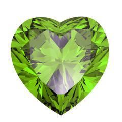 Heart shaped Diamond isolated. peridot