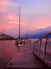 La marina di Genova Voltri al tramonto