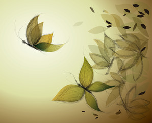 Autumn Leaves like Butterflies / Surreal sketch