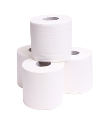 rolls of toilet paper isolated on white