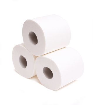 rolls of toilet paper isolated on white