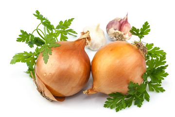 Onion and garlic with parsley