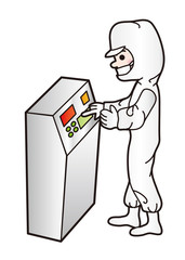 クリーンルームで作業する人のイラスト