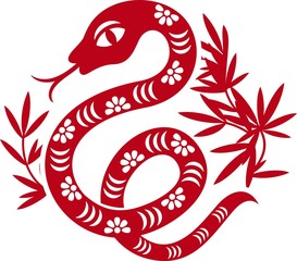 Chinese paper cut out snake as symbol of year