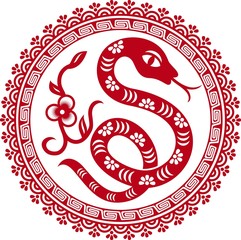 chinese paper cut snake as symbol of year 2013
