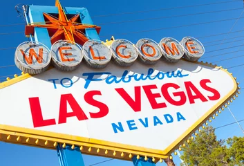 Foto op Plexiglas Welkom bij Las Vegas Nevada teken op een zonnige middag © Michael Flippo
