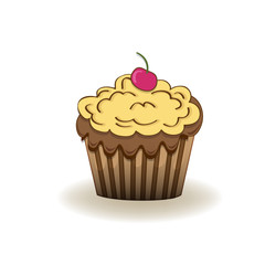 Birthday cupcake, Isolated On White Background