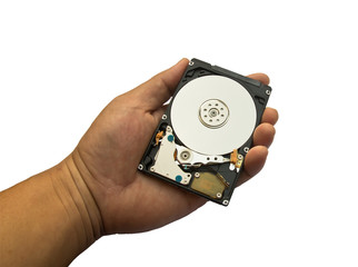 Hard disk drive held in a hand