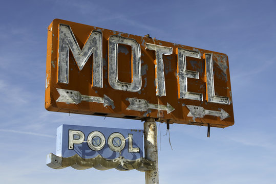 Vintage Motel Sign On Route 66