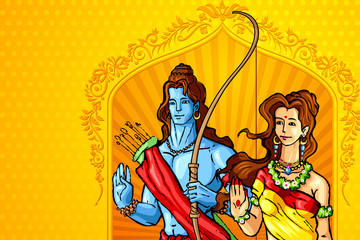 vector illustration of Lord Rama and Sita