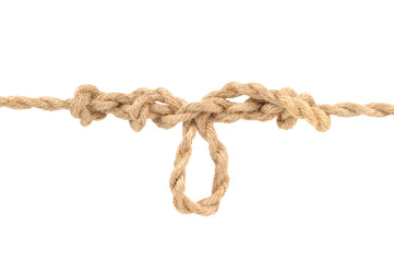 Jute Rope with Dropper Loop Knot on White Background
