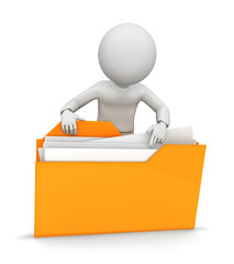 3d man opening folder