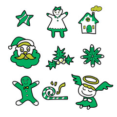 cartoon christmas and new year hand drawn