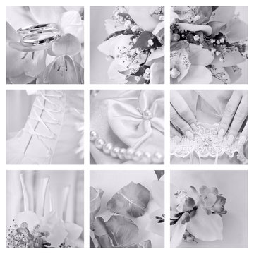 collage of nine wedding photos
