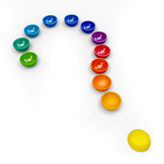 3d question mark rainbow paint