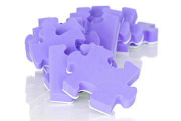 pile of purple puzzle