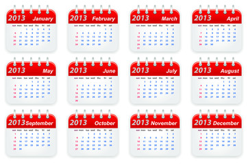 Calendar 2013 year week starts on sunday