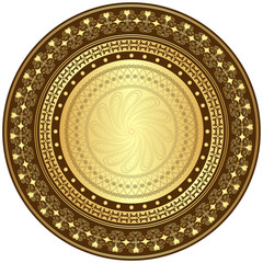 Fototapeta premium Gold and brown round frame