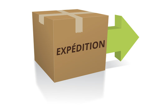 Icone carton d'exp&eacute;dition avec fl&egrave;che