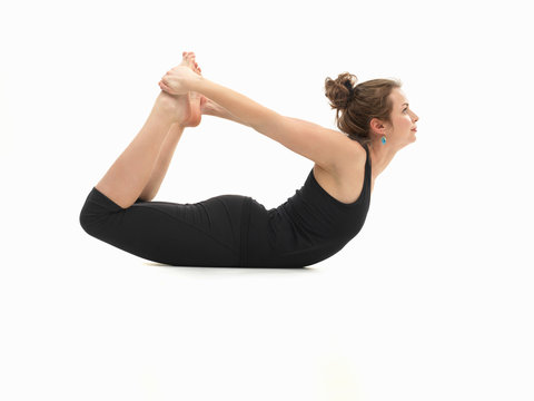 woman in lying yoga posture