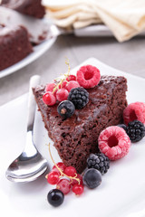 chocolate pie and berries fruits
