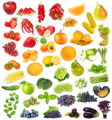 set with fruits, berries and herbs