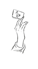 hand magician with a card joker