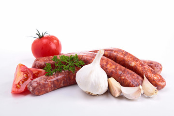 raw sausage and ingredient