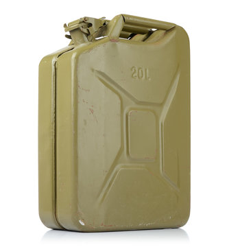 Gasoline jerrican on white background