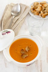 pumpkin soup in bowl
