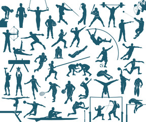 Athlete silhouettes set - sports vector illustration