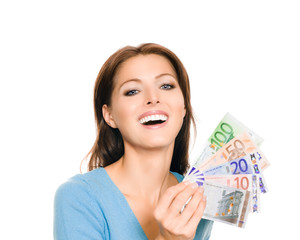 Frau mit Geldscheinen