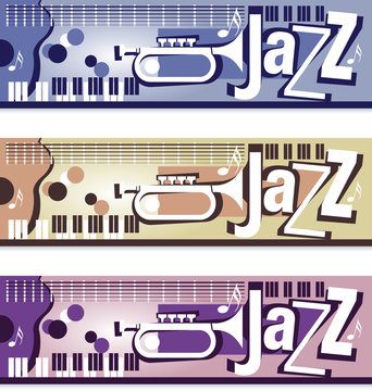 Collection of jazz music banners