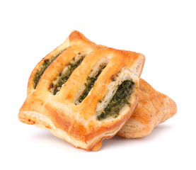 Puff pastry bun isolated on white background.