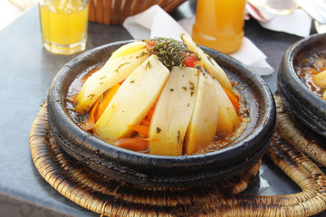 Morocco national dish - tajine of meet with vegetables