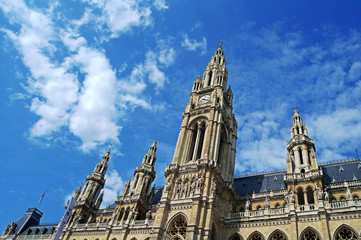 Fototapeta na wymiar City Hall of Vienna, Austria,Gothic building by day