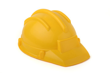 Fototapeta premium Yellow protective helmet isolated on white