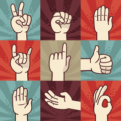 Vector set of hands and gestures