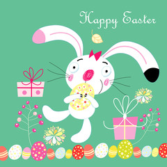 Easter greeting card with rabbit