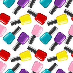 Colorful nail polish vector seamless pattern