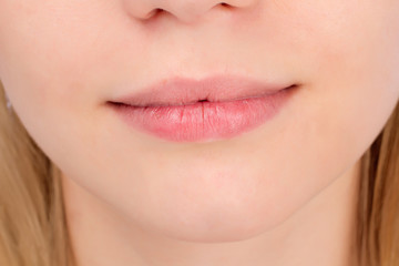Naklejka premium Female smile close up 