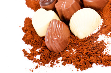 Pralines on white