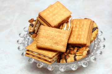 Closeup cookie biscuits on the table