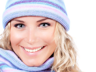 Happy girl in winter hat